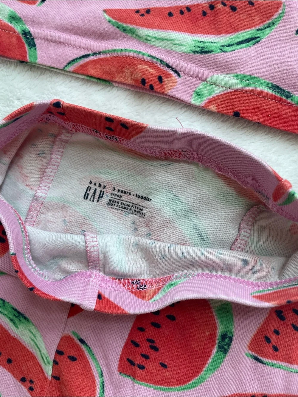 GAP Pink Watermelon & Cream Donut Kids Pajama Set Pair Size 3T